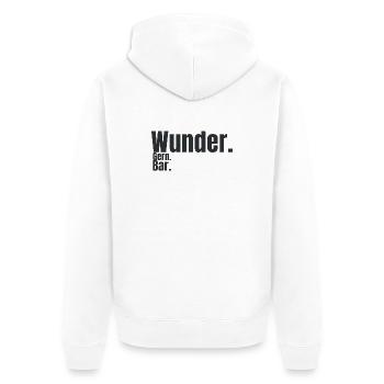 Wunder. Gern. Bar. – Humorvolles Typografie Design - Unisex Premium Bio Zip Hoodie - Weiß - Hinten - Thijin (182cm)