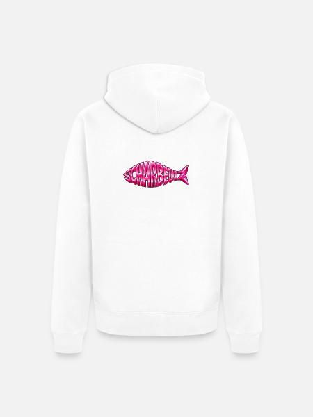 Scharbeutz Fischschrift Pink - Unisex Premium Bio Zip Hoodie - Weiß