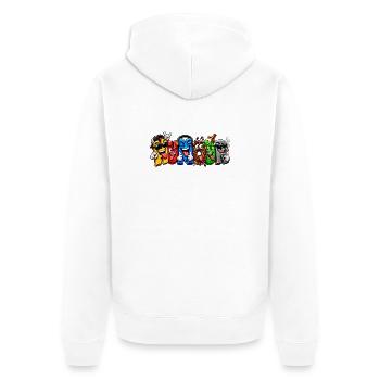HUMOR – Völlig verrückte Briefe - Unisex Premium Bio Zip Hoodie - Weiß - Hinten - Thijin (182cm)