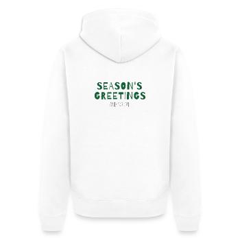 Season’s Greetings and So On – Weihnachtsdesign - Unisex Premium Bio Zip Hoodie - Weiß - Hinten - Thijin (182cm)