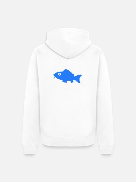 Blauer Fisch Silhouette - Unisex Premium Bio Zip Hoodie - Weiß