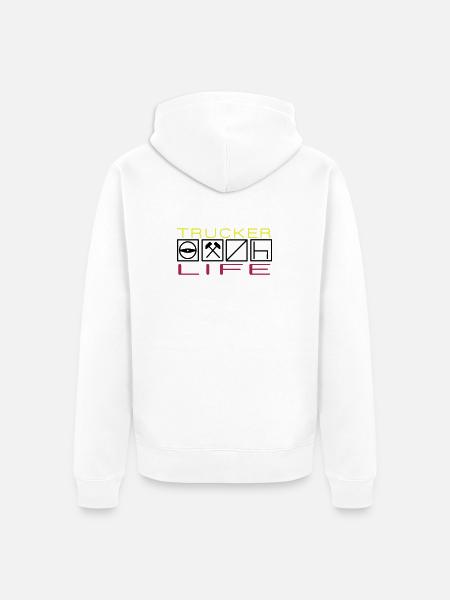 Trucker Life,Professional Driver,Long-Distance Driver - Unisex Premium Organic Zip Hoodie - white