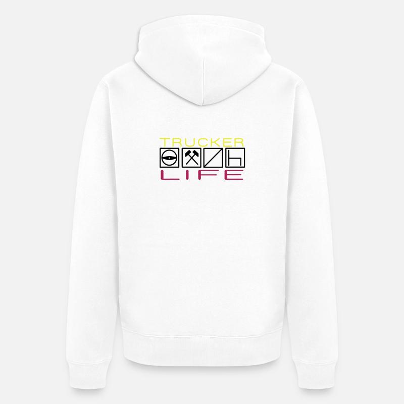 Trucker Life,Berufskraftfahrer,Fernfahrer - Unisex Premium Bio Zip Hoodie - Weiß