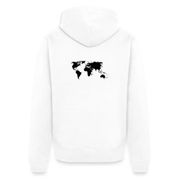 weltkarte - Unisex Premium Bio Zip Hoodie - Weiß - Hinten - Thijin (182cm)