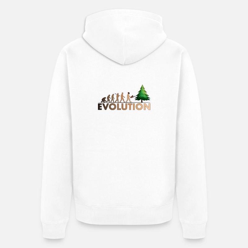 Kettensägen Evolution Farbe - Unisex Premium Bio Zip Hoodie - Weiß
