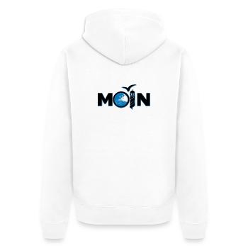 Moin North German - Unisex Premium Organic Zip Hoodie - white - Back - Thijin (182cm)