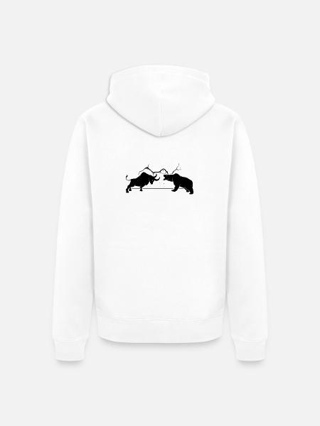 Bull vs Bear - Unisex Premium Organic Zip Hoodie - white