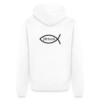 Jésus Poisson Ichthys Noir Poisson Poisson - Veste à capuche bio Premium Unisexe - blanc - Dos - Thijin (182cm)