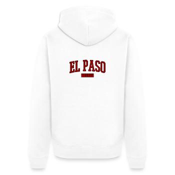 El Paso Vintage Varsity Font - Unisex Premium Organic Zip Hoodie - white - Back - Thijin (182cm)
