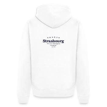 Strasbourg Vintage Stadtlogo - Unisex Premium Bio Zip Hoodie - Weiß - Hinten - Thijin (182cm)
