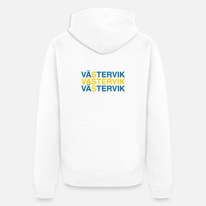 VÄSTERVIK Suède Sverige Suède Drapeau - Veste à capuche bio Premium Unisexe - blanc
