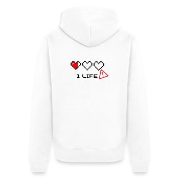 Duo de cœurs de pixels et symboles d’avertissement - Veste à capuche bio Premium Unisexe - blanc - Dos - Thijin (182cm)