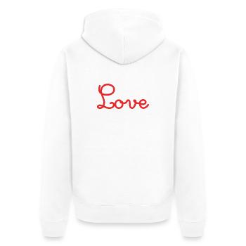ICH LIEBE DICH. LIEBE. PAAR. GERADE VERHEIRATET. Junggesellinnenabschied - Unisex Premium Bio Zip Hoodie - Weiß - Hinten - Thijin (182cm)