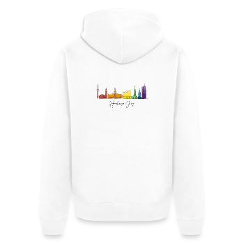 Hamburger Jung - Unisex Premium Bio Zip Hoodie - Weiß - Hinten - Thijin (182cm)