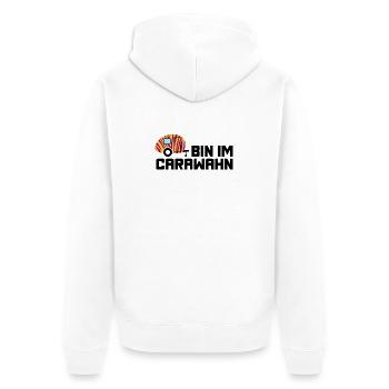 Caravan Caravan Zebra Pattern Fan Madness Camper - Unisex Premium Organic Zip Hoodie - white - Back - Thijin (182cm)