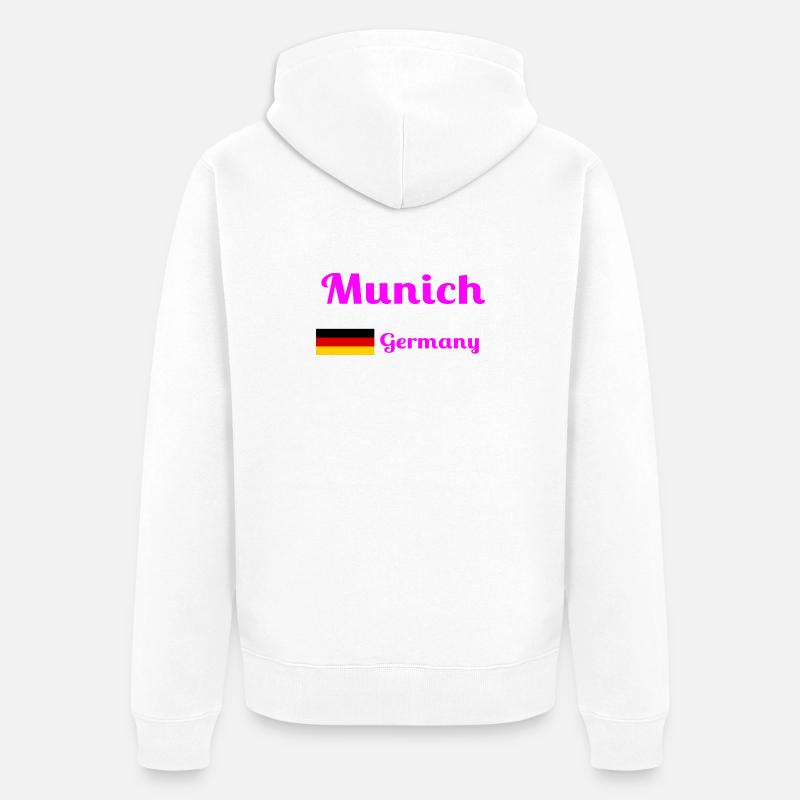 Munich, Allemagne - Imprimés élégants - Veste à capuche bio Premium Unisexe - blanc