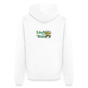 Läuft bei Bier - Unisex Premium Bio Zip Hoodie - Weiß - Hinten - Thijin (182cm)
