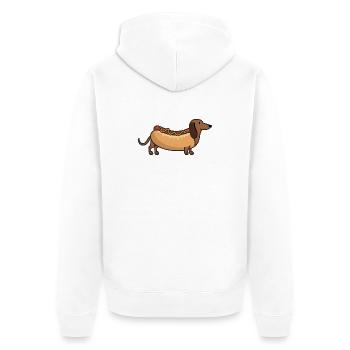 Sausage Dog Funny Animal - Unisex Premium Organic Zip Hoodie - white - Back - Thijin (182cm)