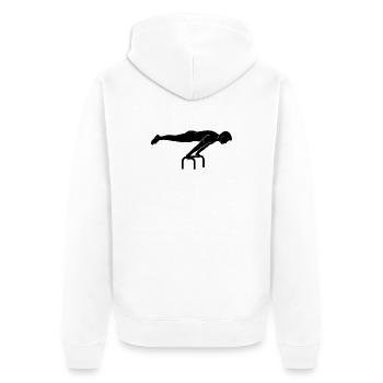 Lineare Abstraktion in kontrastierendem Schwarz - Unisex Premium Bio Zip Hoodie - Weiß - Hinten - Thijin (182cm)