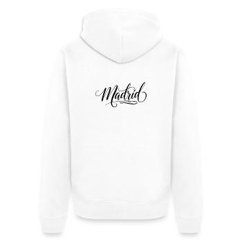 Madrid - Unisex Premium Organic Zip Hoodie - white - Back - Thijin (182cm)