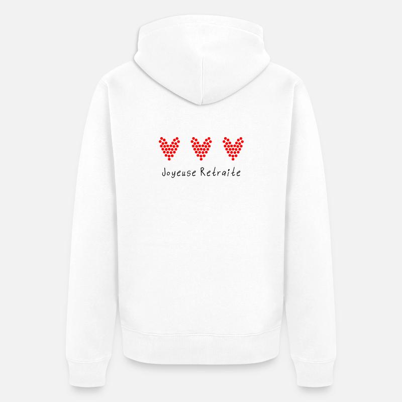 RETRAITE. COLLEGUE. RETRAITE. RETRAITEE. RETRAITE. - Veste à capuche bio Premium Unisexe - blanc