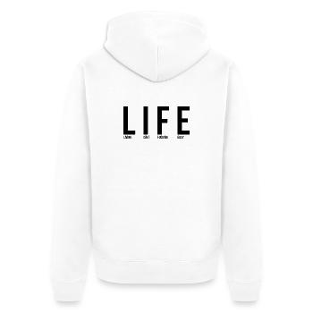 LifeUnfiltered - Unisex Premium Bio Zip Hoodie - Weiß - Hinten - Thijin (182cm)