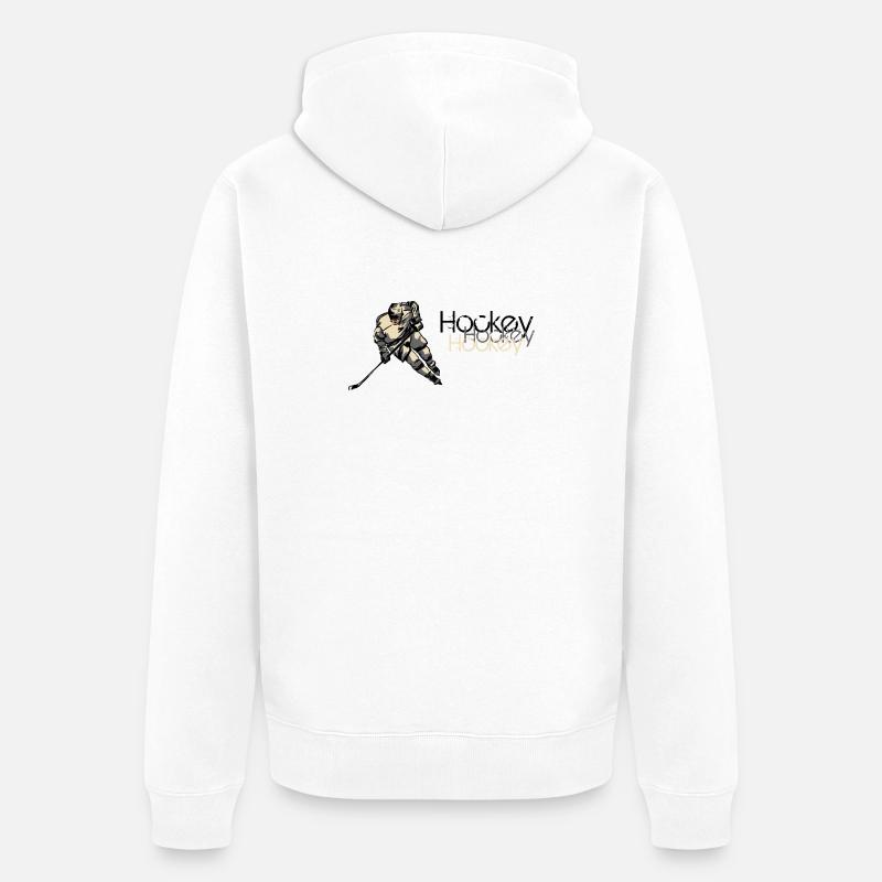 Illustration d’action de hockey sur glace - Veste à capuche bio Premium Unisexe - blanc