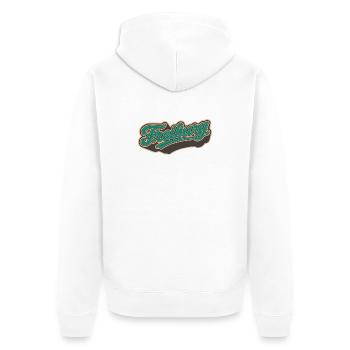 Freiburg Retro Schriftzug Vintage Stil - Unisex Premium Bio Zip Hoodie - Weiß - Hinten - Thijin (182cm)