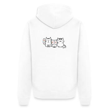 drei kleine Katzen - Unisex Premium Bio Zip Hoodie - Weiß - Hinten - Thijin (182cm)