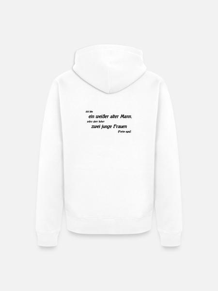 white old man - Unisex Premium Organic Zip Hoodie - white