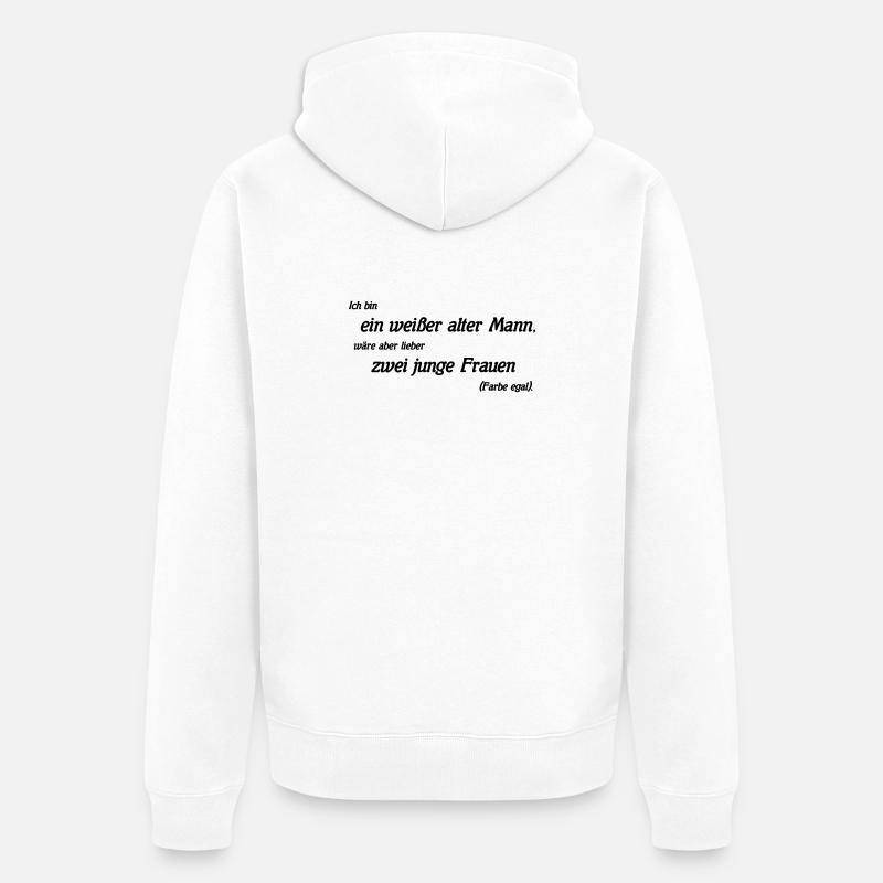 weisser alter Mann - Unisex Premium Bio Zip Hoodie - Weiß