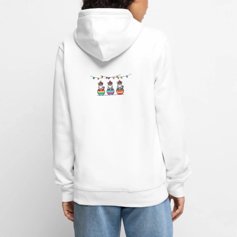 3 Einhörner Weihnachtskugeln Freunde Unisex Premium Bio Zip Hoodie