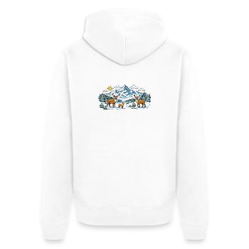 Berge Wald Reh Panorama - Unisex Premium Bio Zip Hoodie - Weiß - Hinten - Thijin (182cm)