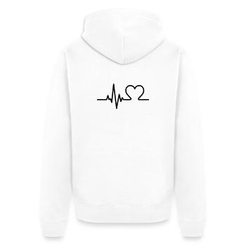 Heartbeat with Heart – Love & Life Symbol - Unisex Premium Organic Zip Hoodie - white - Back - Thijin (182cm)