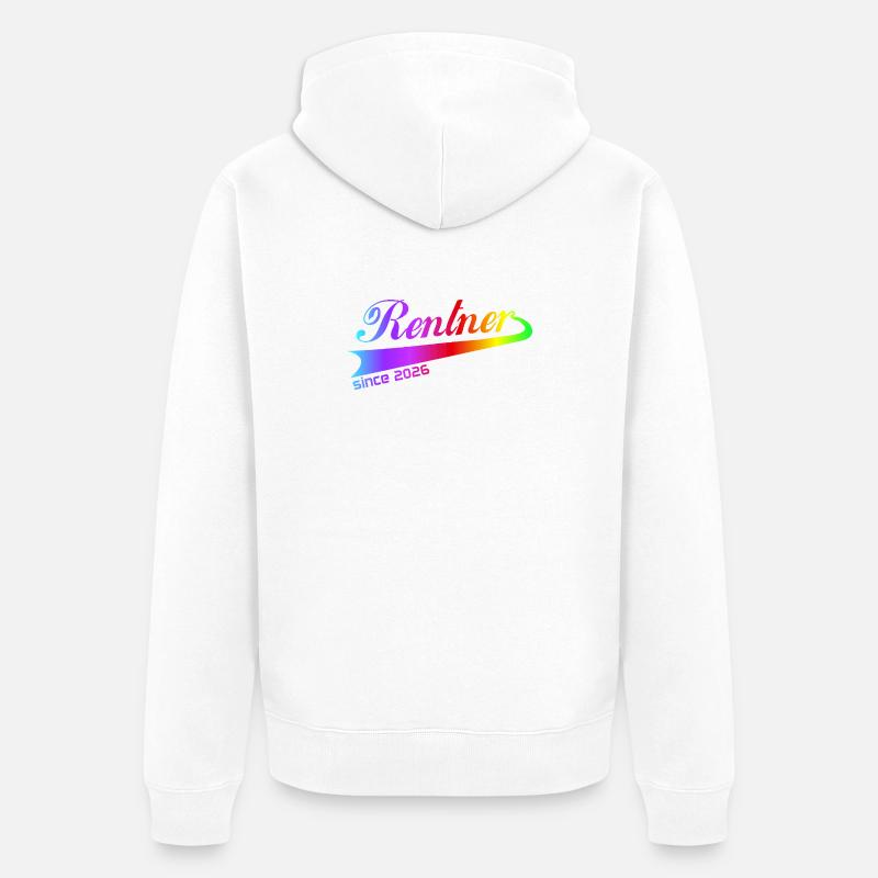 Rentner 2026 Ruhestand Rentner Pullover, Kappe - Unisex Premium Bio Zip Hoodie - Weiß
