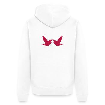 Zwei Vögel in Magenta – grafisches Aquarell Design - Unisex Premium Bio Zip Hoodie - Weiß - Hinten - Thijin (182cm)