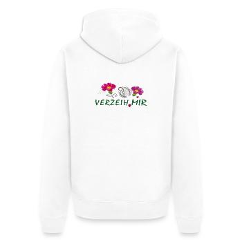 Verzeih Mir  - Unisex Premium Bio Zip Hoodie - Weiß - Hinten - Thijin (182cm)