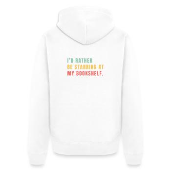 Ich starr lieber aufs Bücherregal - Unisex Premium Bio Zip Hoodie - Weiß - Hinten - Thijin (182cm)