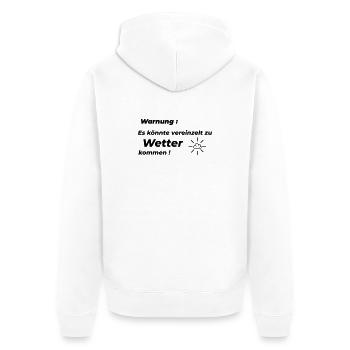 Wetterwarnung - Unisex Premium Bio Zip Hoodie - Weiß - Hinten - Thijin (182cm)
