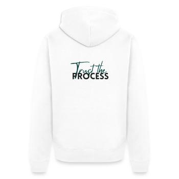 Faites confiance au processus - Déclaration de motivation - Veste à capuche bio Premium Unisexe - blanc - Dos - Thijin (182cm)