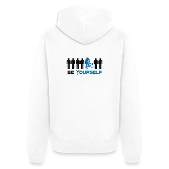 Radball, Cycleball, Hallenradsport - Unisex Premium Bio Zip Hoodie - Weiß - Hinten - Thijin (182cm)