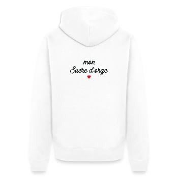 Mon Sucre d'Orge Script Cœur Rouge - Veste à capuche bio Premium Unisexe - blanc - Dos - Thijin (182cm)