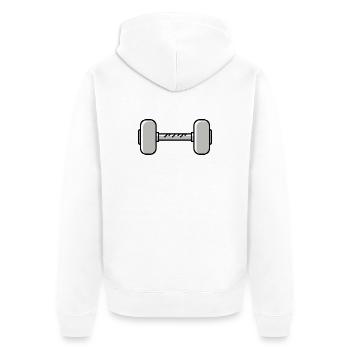 Hantel gewichte icon - Unisex Premium Bio Zip Hoodie - Weiß - Hinten - Thijin (182cm)