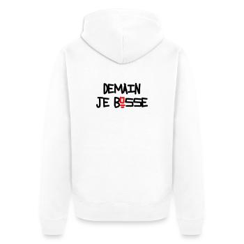 Demain je bosse humour flemme procrastination - Veste à capuche bio Premium Unisexe - blanc - Dos - Thijin (182cm)