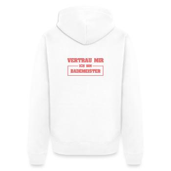 Bademeister - Unisex Premium Bio Zip Hoodie - Weiß - Hinten - Thijin (182cm)