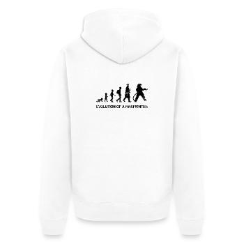 Entwicklung eines Feuerwehrmanns - Unisex Premium Bio Zip Hoodie - Weiß - Hinten - Thijin (182cm)