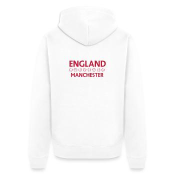 Manchester England Soccer Emblem - Unisex Premium Organic Zip Hoodie - white - Back - Thijin (182cm)