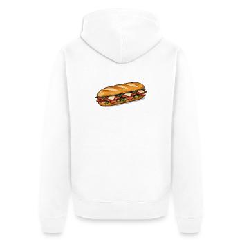 Knuspriger HotDog Comicstil - Unisex Premium Bio Zip Hoodie - Weiß - Hinten - Thijin (182cm)