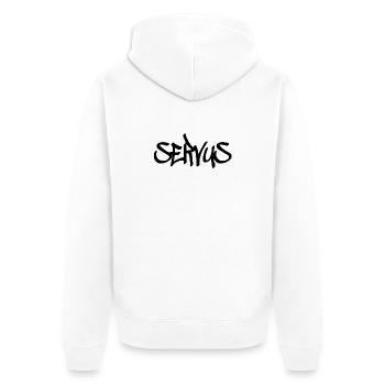 Servus (Tagster) - Unisex Premium Organic Zip Hoodie - white - Back - Thijin (182cm)