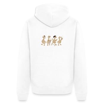 Retro-Quak: Skateboard-Quacks - Unisex Premium Bio Zip Hoodie - Weiß - Hinten - Thijin (182cm)